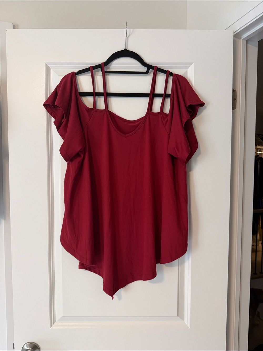 SHEIN Double-Strap Cold-Shoulder Camisole in Wine Red
